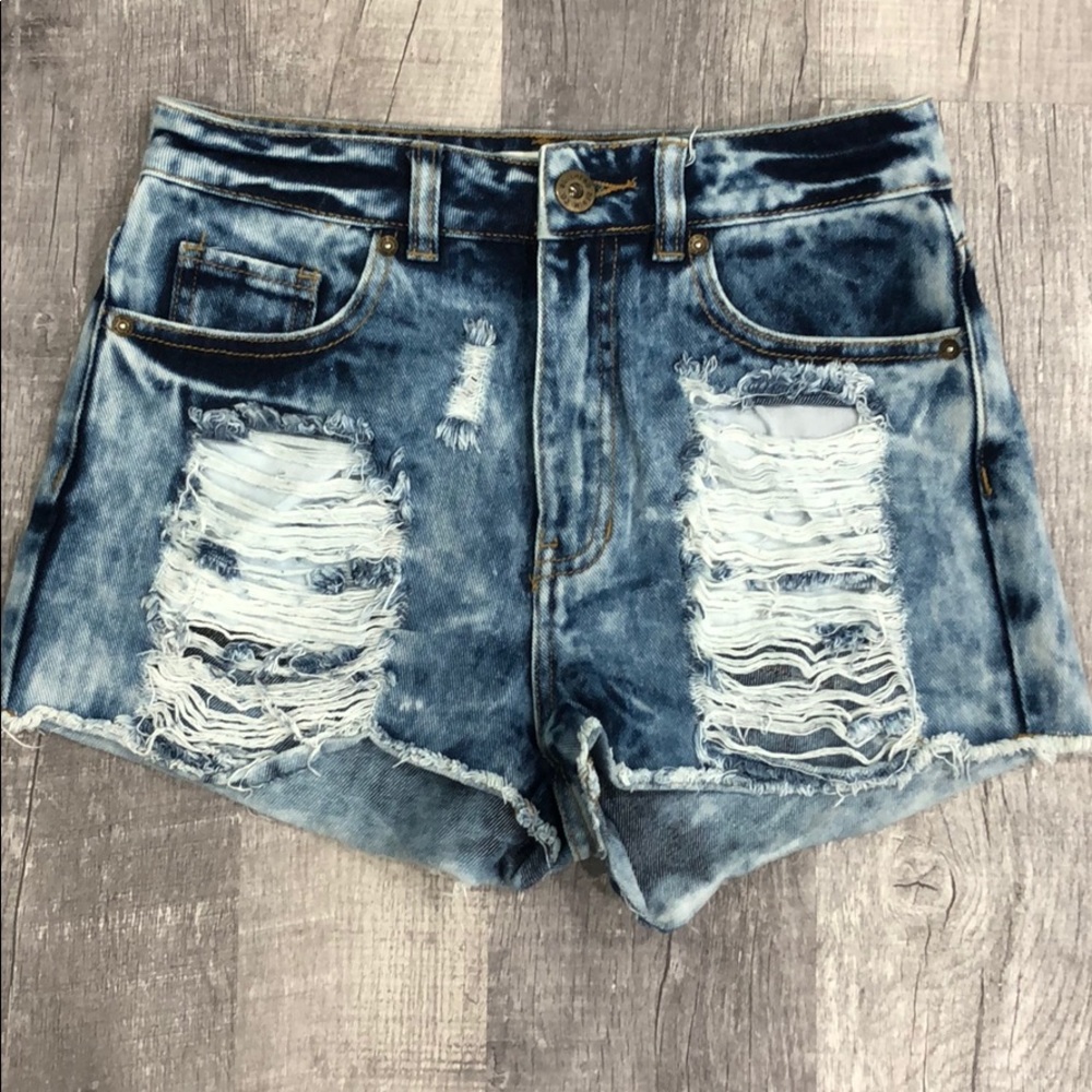 Acid wash shorts